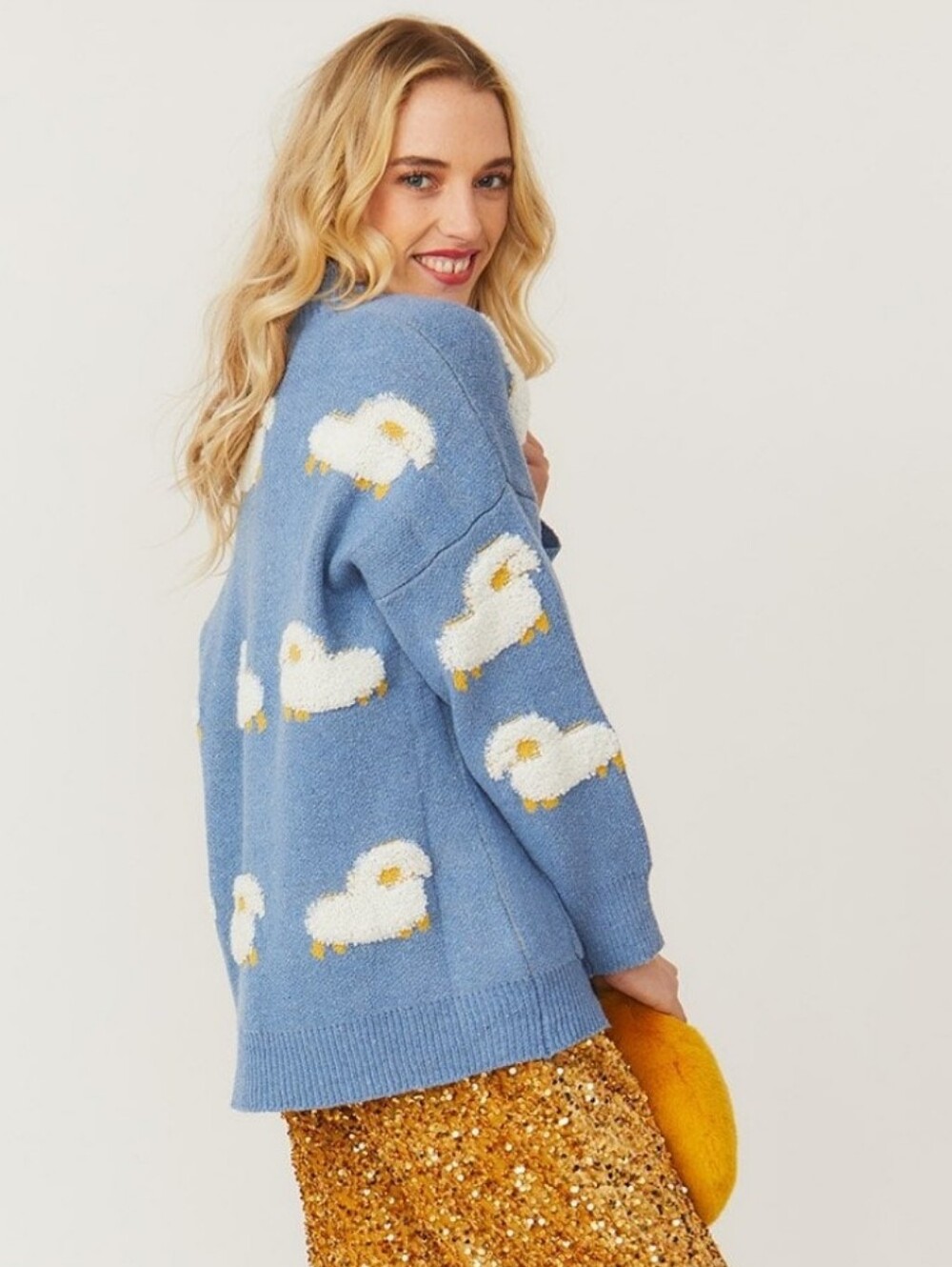 🐑Cottagecore Jayley Blue Lamb Oversized Cardigan! Y2K Sweater ✨ FFA COZY Animal